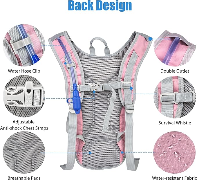 Zavothy Hydration Backpack with 2L Hydration Bladder Water Backpack for Hiking Hydration Pack for Running Cycling Hiking