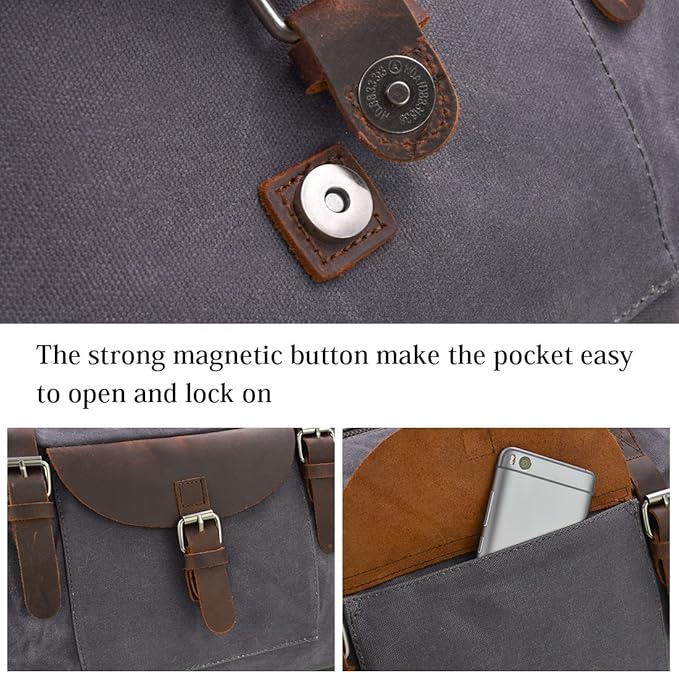 Oversized Travel Duffel Bag Waterproof Canvas Genuine Leather Weekend bag Weekender Overnight Carryon Hand Bag