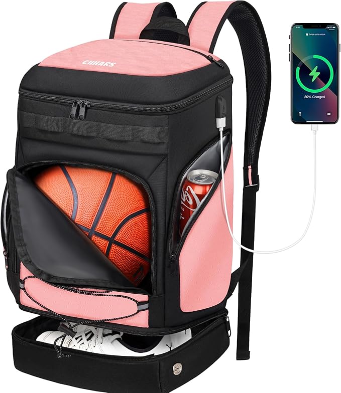 Basketball Backpack Bag Large Sports Bag with Separate Ball holder & Shoes compartment, Best for Basketball, Soccer,Volleyball,Gym