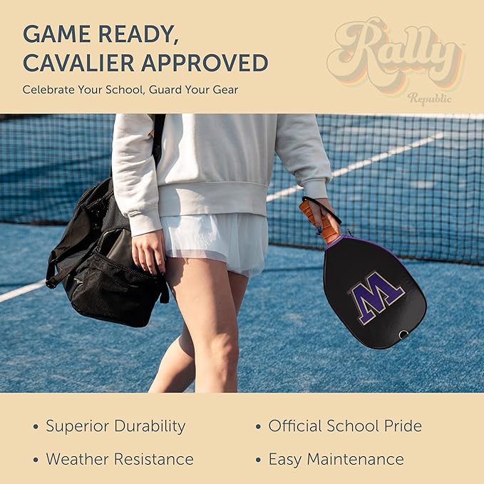 Officially Licensed Collegiate Pickleball Paddle Cover - Lightweight PU Leather Material - Durable Foam Interior Protection with Zippered Closure - Fits Most Paddles on the Market