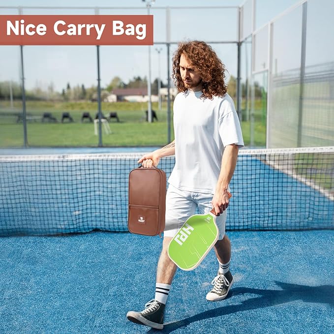 HUDEF USAPA Pickleball Paddles Set: Graphite & Fiberglass Honeycomb Core, 4 Outdoor Balls, PU Leather Carry Bag