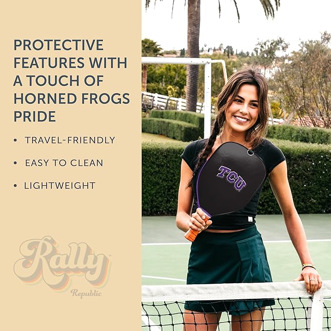 Officially Licensed Collegiate Pickleball Paddle Cover - Lightweight PU Leather Material - Durable Foam Interior Protection with Zippered Closure - Fits Most Paddles on the Market