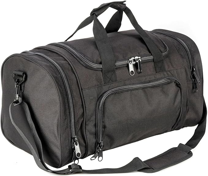 Small Duffel Bag Military Tactical Outdoor Gym Bag with Shoes Compartment for Sports Camping Hunting (Black)