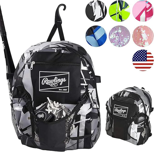 Rawlings- REMIX Backpack Equipment Bag, T-Ball & Youth Baseball/Softball | Black (Pack of 6)