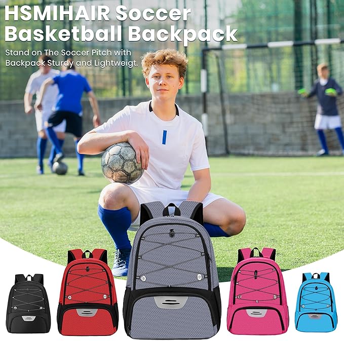 Youth Soccer Bag-Soccer Backpack&Backpack for Football Basketball,with Ball Compartment Separate Cleat Package