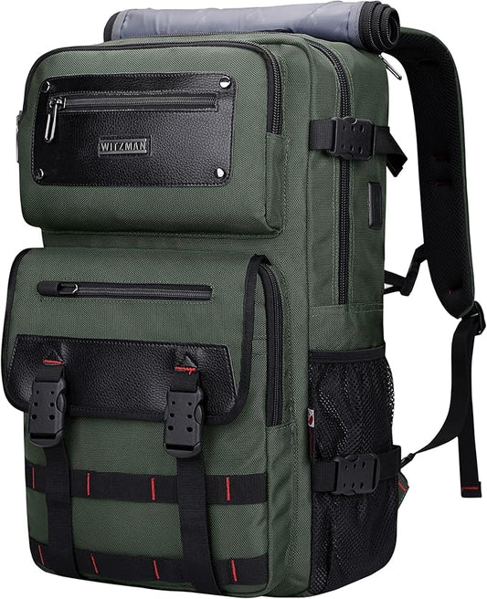 WITZMAN Carry On Travel Backpack for Men Duffle Bags Fit 17 Inch Laptop Airline Approved Laptop Backpack(B685 Army Green)