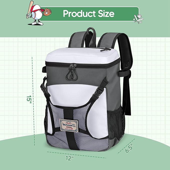 Youth Baseball Bag for T Ball, Rec and Travel Ball, Softball Bag with Helmet Holder and Fence Hook