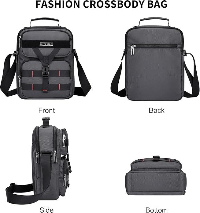 WITZMAN Crossbody Bag for Men Travel Small Shoulder Bags Lightweight Man Purse Messenger Bag for Casual Daliy Work Traveling