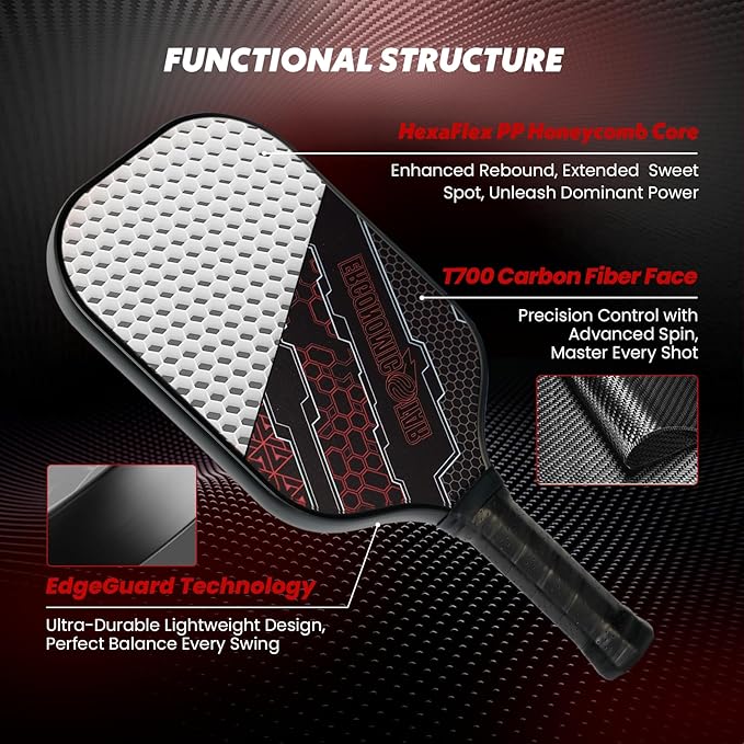 Pickleball Paddles Set,T700 Carbon Fiber Light Weight 16MM Pickleball Rackets with Balls and Grip Tapes Bag for Beginner to Advanced Elite Series