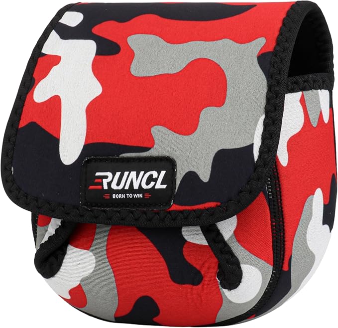 RUNCL Spinning Reel Bag – Protective Storage Pouch for Baitcasting Reels & Spinning Reels, Lightweight & Durable, Ideal for Freshwater & Saltwater Fishing Trips (Camouflage)