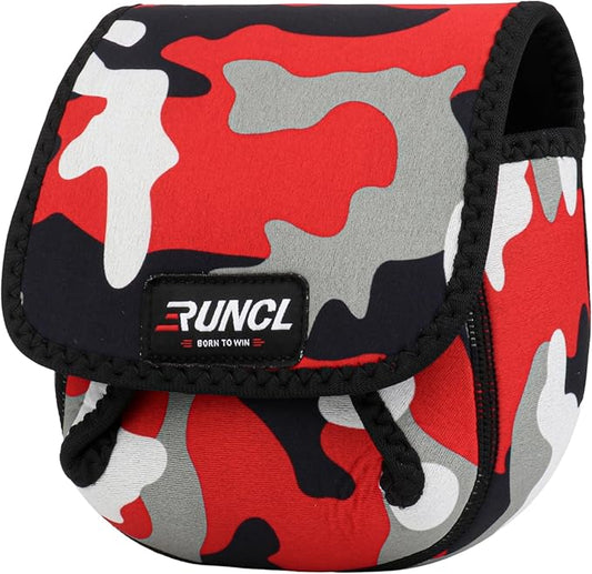 RUNCL Spinning Reel Bag – Protective Storage Pouch for Baitcasting Reels & Spinning Reels, Lightweight & Durable, Ideal for Freshwater & Saltwater Fishing Trips (Camouflage)