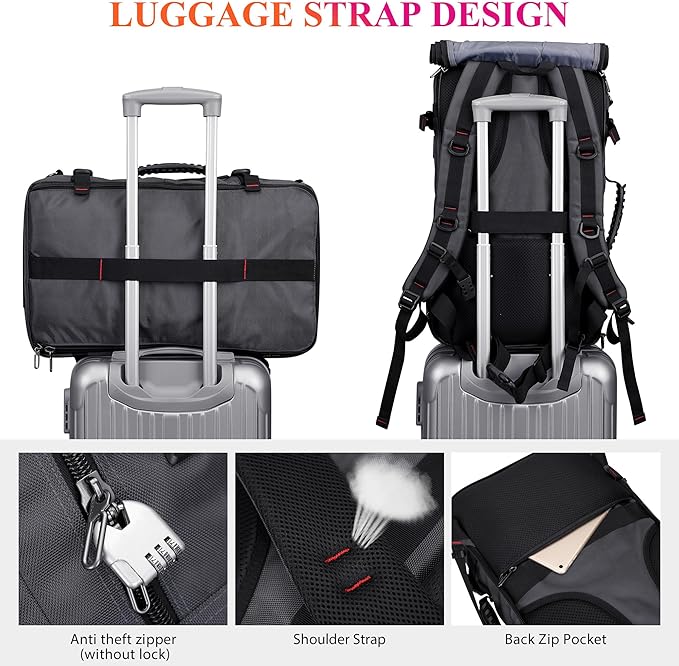 WITZMAN Carry On Travel Backpack for Men Duffle Bags Fit 17 Inch Laptop Airline Approved Laptop Backpack(B685 Silvery Grey)