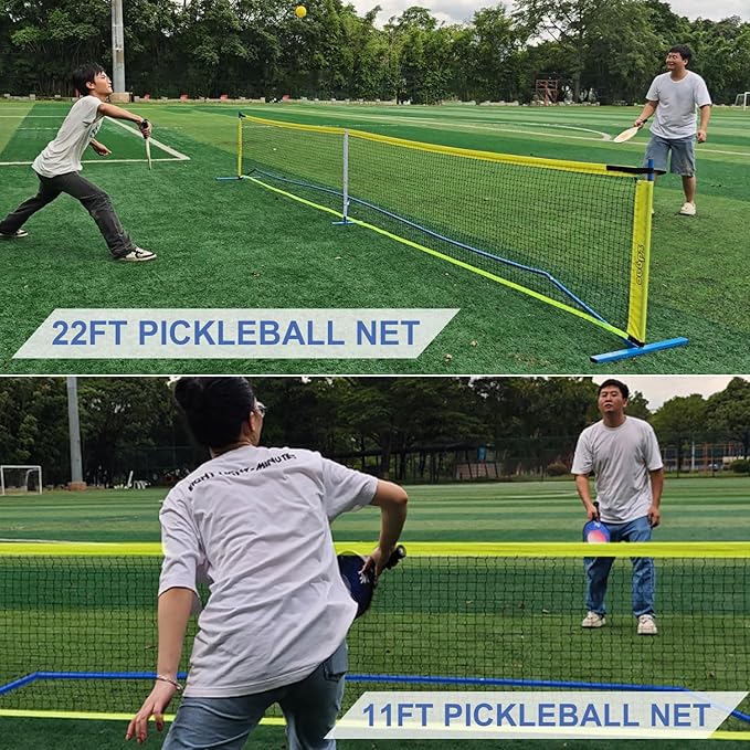 Zdgao Pickleball Net for Driveway with 22FT Regulation Size Pickleball Net, 4 Outdoor Pickleballs and Carry Bag, Weather Resistance Strong Steel Frame