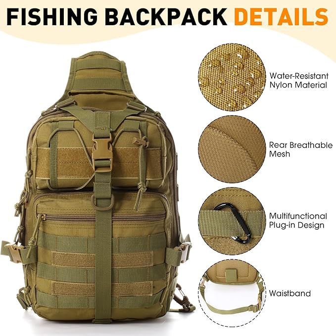Eccliy 6 Pcs Fishing Tackle Bag Backpack with Rod Holders, Tackle Box, Fishing Pliers Kit and Fish Lip Gripper, Fish Gear and Equipment Fisherman Gift for Men Women