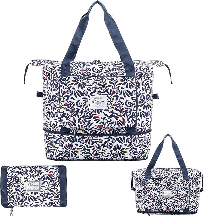 Large Capacity Foldable Travel Bag Expandable Portable Carry on Bag Dry&Wet Separation Sports Duffel Bags