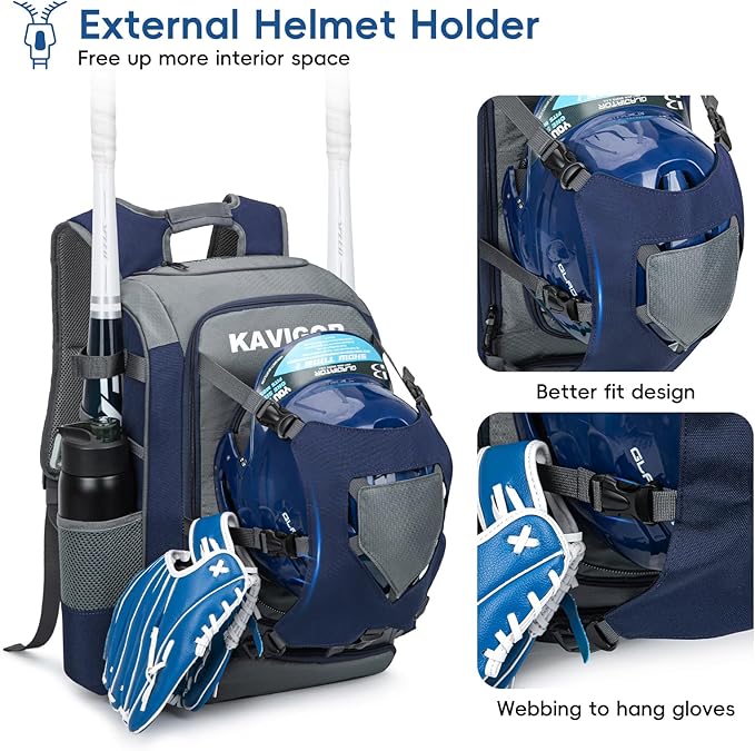 Baseball Bag for Youth and Adult, Softball Backpack 50L Large Capacity, Equipment Backpack with Laptop Compartment and Charge Port