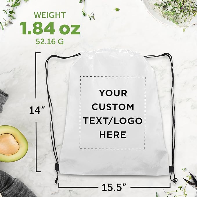 DISCOUNT PROMOS Custom Non-Woven Drawstring Backpacks Set of 10/50/100, Personalized Bulk Pack