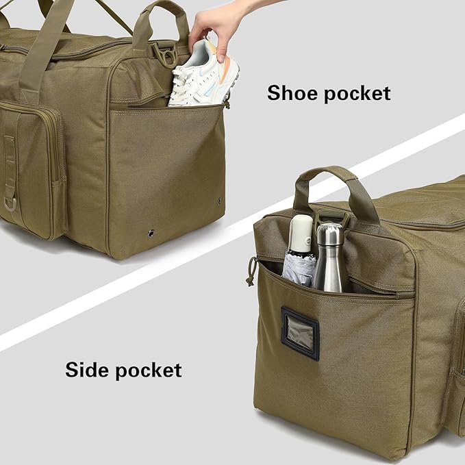 120L Extra Large Gym Duffle Bag for Men Women 32" Heavy Duty Duffel Bags for Travel with Shoes Compartment Tactical Sports Gym Equipment Bag for Football Baseball & Training, Upgraded Brown