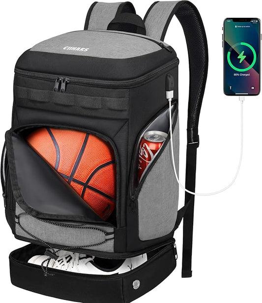 Basketball Backpack Bag Large Sports Bag with Separate Ball holder & Shoes compartment, Best for Basketball, Soccer,Volleyball,Gym