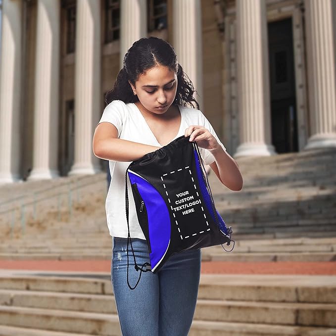 DISCOUNT PROMOS Custom Non-Woven Drawstring Backpacks Set of 10/50/100, Personalized Bulk Pack