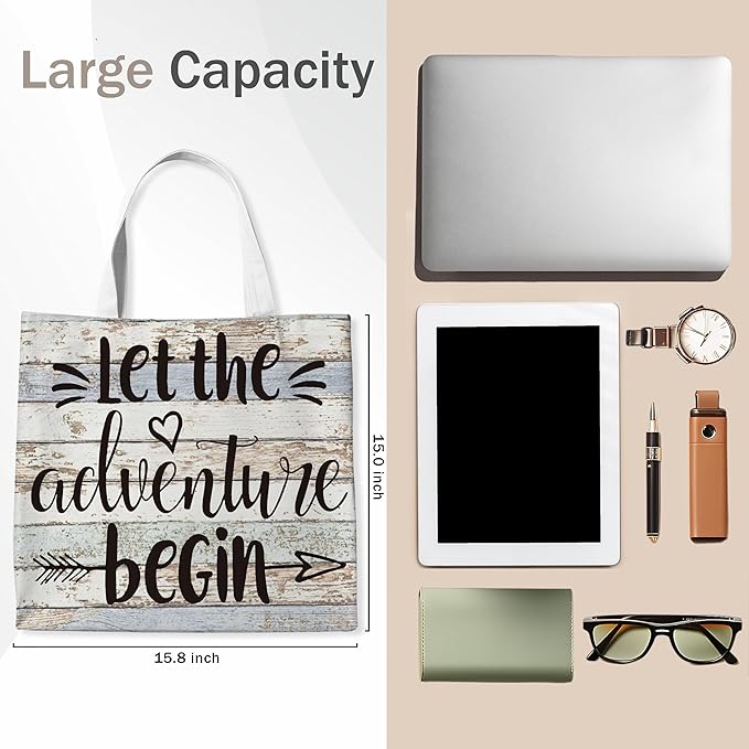 WAlTPl Camping Tote Bag, Camping Gifts for Women Men，RV Camper Travel Canvas Tote Bag, Reusable Grocery Cloth Bags