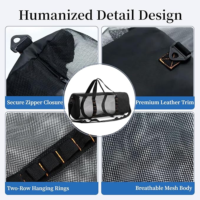 Diving Scuba Surfing Snorkeling Dive Mesh Beach Bag Duffle Bags with Zipper and Adjustable Shoulder Strap 43L and 113L Options for Travel Fitness Camping Swim Gym Gears Balls