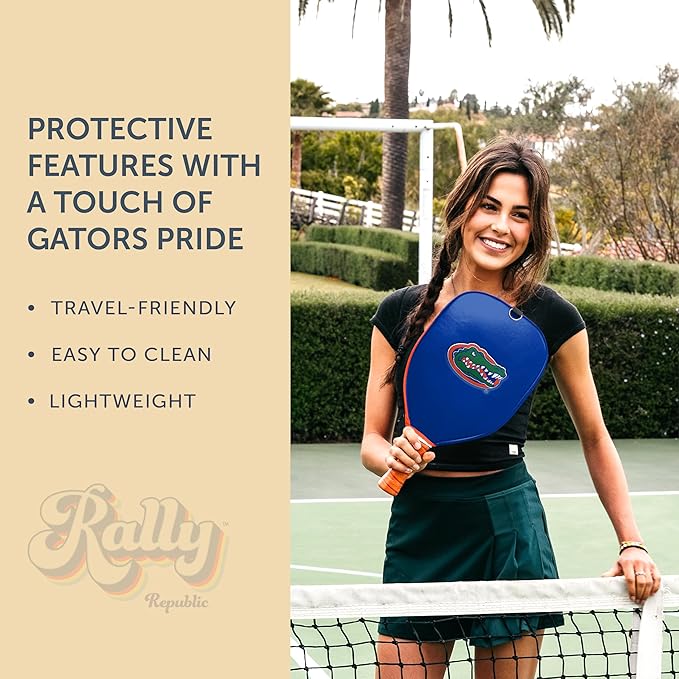 Officially Licensed Collegiate Pickleball Paddle Cover - Lightweight PU Leather Material - Durable Foam Interior Protection with Zippered Closure - Fits Most Paddles on the Market