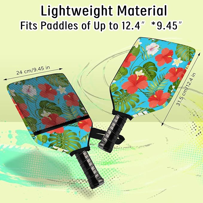 2PCS Pickleball Paddle Covers Case - Elongated Protective Paddle Case for Rackets Zipper Racket Sleeve with Mesh Pocket Protective Bag,Pickleball Accessories