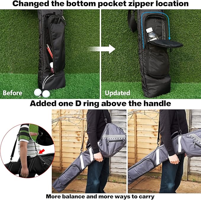 Big Teeth Golf Sunday Bag, Small Golf Bag Lightweight, Par 3 Golf Bag for A Few Clubs Driving Range, Practice with Carry Shoulder Strap Foldable Multi-Colour