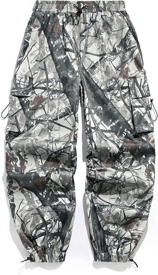 ZAFUL Men's Parachute Pants Casual Baggy Cargo Drawstring Trouser