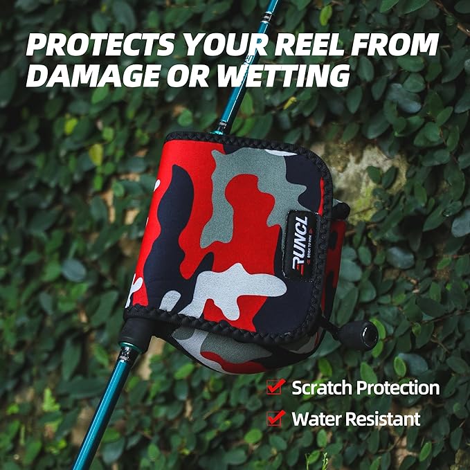 RUNCL Spinning Reel Bag – Protective Storage Pouch for Baitcasting Reels & Spinning Reels, Lightweight & Durable, Ideal for Freshwater & Saltwater Fishing Trips (Camouflage)