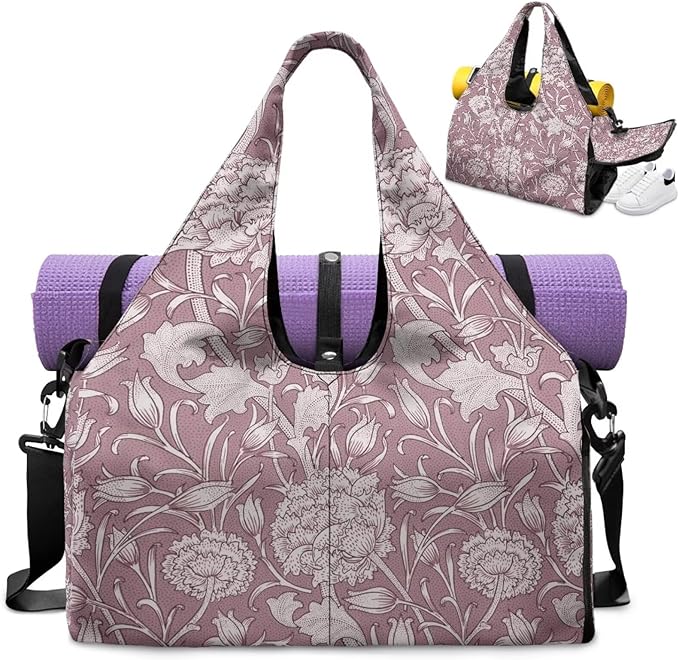 ZCFYGDX Yoga Gym Bag with Removable Adjustable Shoulder Strap, Shoe Compartment & Top Yoga Mat Holder 17.72x8.66x9.84in