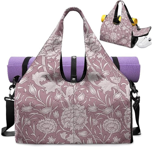 ZCFYGDX Yoga Gym Bag with Removable Adjustable Shoulder Strap, Shoe Compartment & Top Yoga Mat Holder 17.72x8.66x9.84in