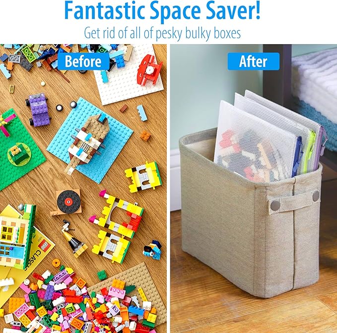 18 Pack A4 Mesh zipper pouch bags, Mesh Bags with Label Pocket,Zipper Pouches of office supplies, File Bags for Classroom Organization,Puzzles, Board Game Storage