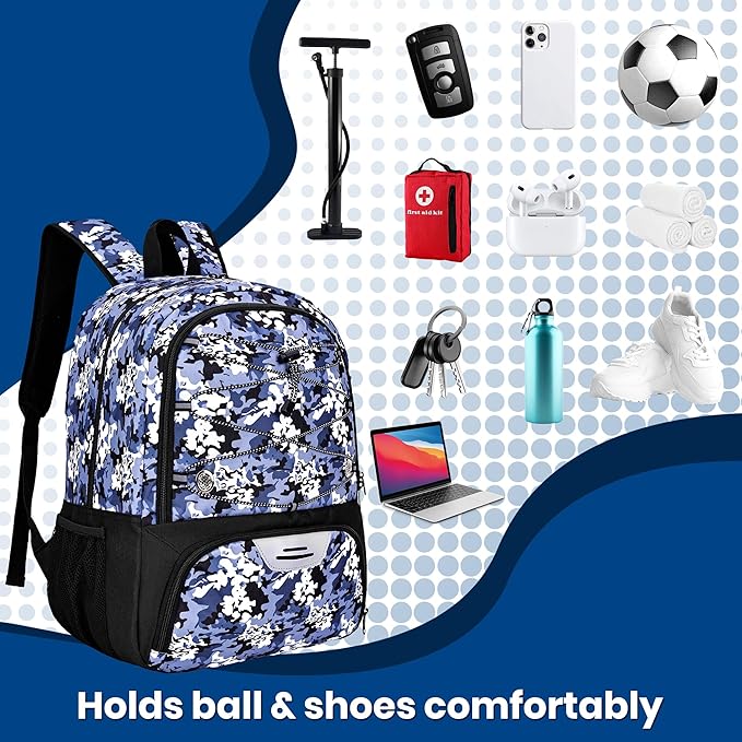Youth Soccer Bag-Soccer Backpack&Backpack for Football Basketball,with Ball Compartment Separate Cleat Package
