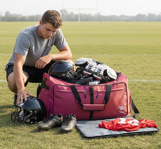 Bago Big XXL Foldable Duffel Bags for Traveling Women & Men - 140L Packable Duffle Bag for Travel with Shoe Compartment - Water Repellant, Heavy Duty, Lightweight Folding & Collapsible (SnowPink)