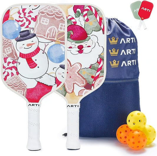 ARTI Pickleball Paddles Set of 2-USAPA Approved Fiberglass Surface Pickleball Set,2 Pickleball Rackets, 4 Balls and 1 Portable Carry Bag