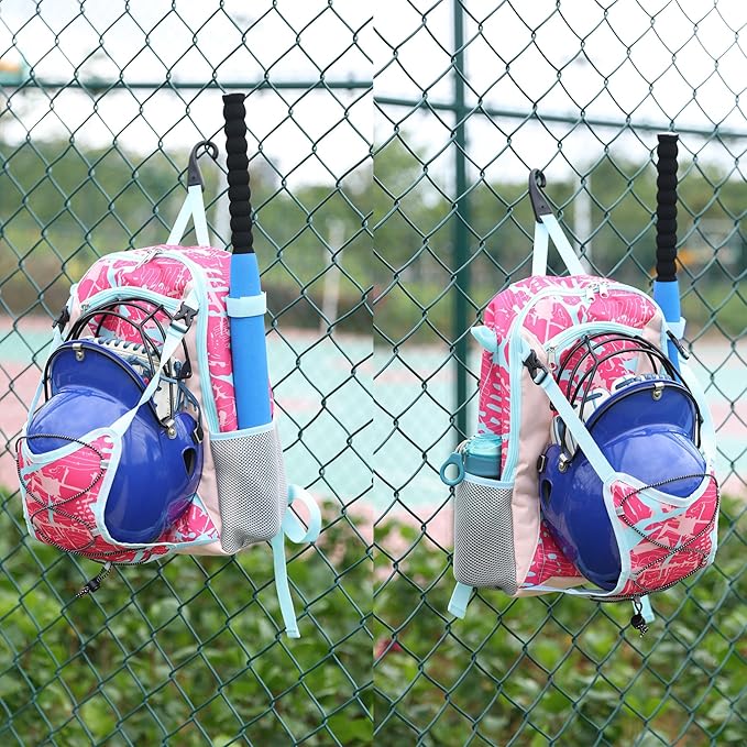 Youth Baseball Bat Bag Backpack, T-Ball & Softball Equipment Gear for Youth with Fence Hook, Lightweight Baseball Bat Backpack, Large Main Compartment for Helmet