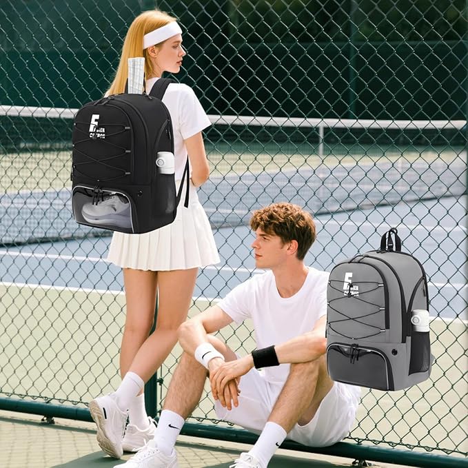 Tennis Bag,Pickleball Bag with Shoe Compartment and Cooler,Fence Hook Design Basketball Backpack for Tennis/Pickleball/Basketball Sport