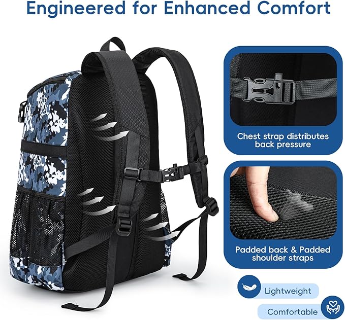 Baseball Bag for Youth and Adult, Softball Backpack 40L Large Capacity, Bat Backpack with Shoes Compartment and Hidden Helmet Holder