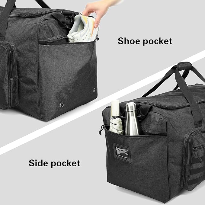 120L Extra Large Gym Duffle Bag for Men Women 32" Heavy Duty Duffel Bags for Travel with Shoes Compartment Tactical Sports Gym Equipment Bag for Football Baseball & Training, Upgraded Black
