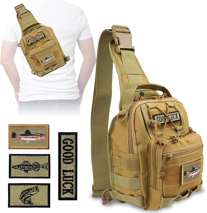 Dovesun Small Fishing Backpack, Waterproof Fly Fishing Sling Pack Tackle Bag with Tackle Boxes