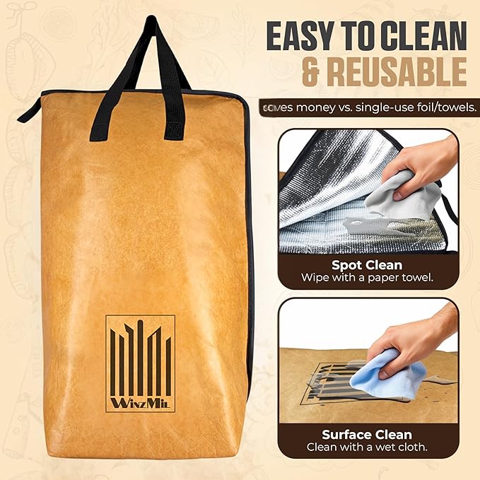 BBQ Blanket for Resting Meat – Insulated Reusable Smoker Bag with Wide Mouth, Foldable Design & Handles Heavy-Duty – Perfect for Brisket, Pork, Turkey, Beef, Steak, Picnics & Camping (21in)