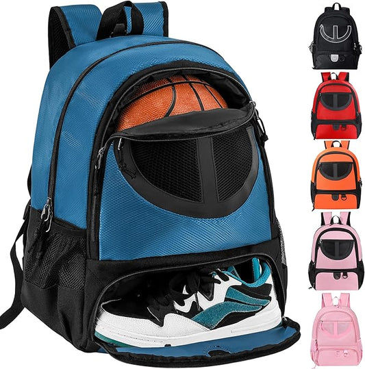 Basketball Bag Backpack for Men Women with Ball & Shoes Compartment 30L Capacity Lightweight Breathable Boys Girls Soccer Ball Bag Backpack Fit Volleyball Football Sports Travel School Gym