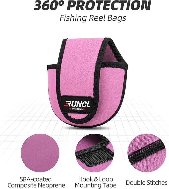 RUNCL Baitcasting Reel Bag – Protective Storage Pouch for Baitcasting Reels & Spinning Reels, Lightweight & Durable, Ideal for Freshwater & Saltwater Fishing Trips (pink& Black)