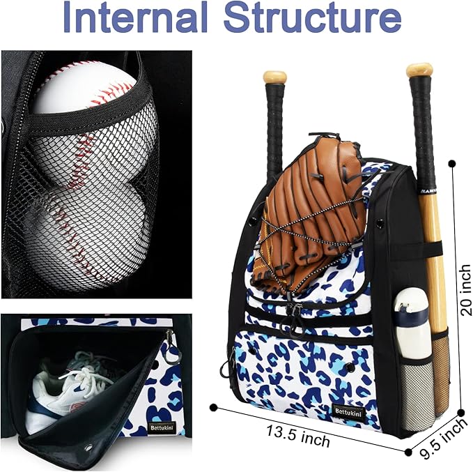 Youth Baseball Bag with Vented Shoe Compartment, Softball Bat Bag for Batting Mitten, Helmet, Teeball Gear - Adult Boys Girls Kids