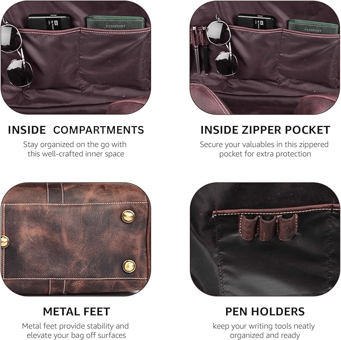 Leather Village Premium Leather Duffel Bags for Men & Women-Stylish Travel Weekender Carry-On Sports Gym Overnight Luggage Bag - 24 Inch - Rustic Brown