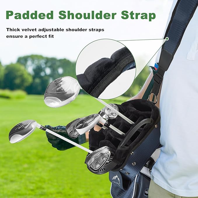 UNIHIMAL 14-Way Golf Cart Bag with Full Length Divider, Premium PU Leather Golf Bag with Plush Top, Magnetic Pocket and Rain Cover for Men