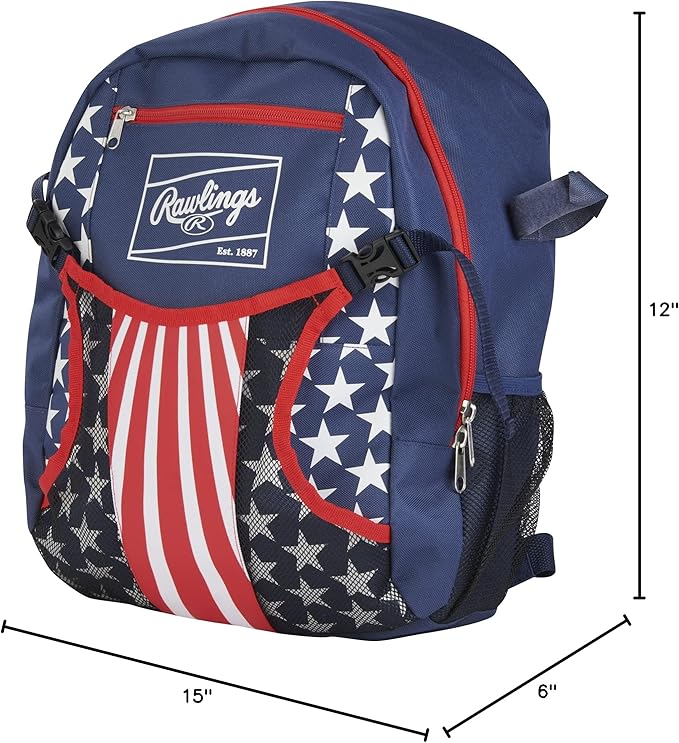 Rawlings REMIX Backpack Equipment Bag T-Ball & Youth Baseball/Softball USA,(Pack of 6)