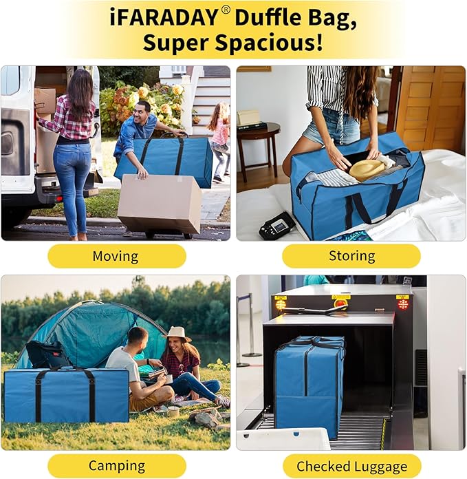 155L Oversized Duffle Bag - 42” Extra Large Heavy Duty Water Resistant Travel Bag for Camping Moving Storage (Blue)